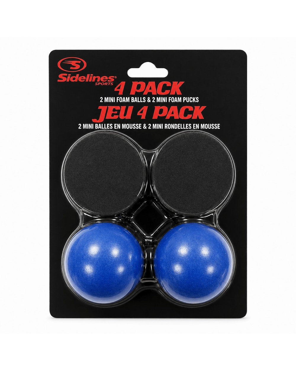 Sidelines Sports Foam Mini Balls & Pucks - 4 Pack