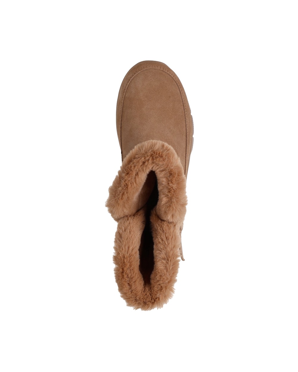 Skechers Slip-ins Relaxed Fit Easy Going Dreamers Luxe Vibes, Chestnut, top view showing faux-fur lining
