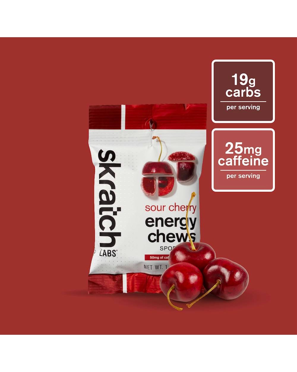 Skratch Energy Chews Sport Fuel - Sour Cherry + Caffeine