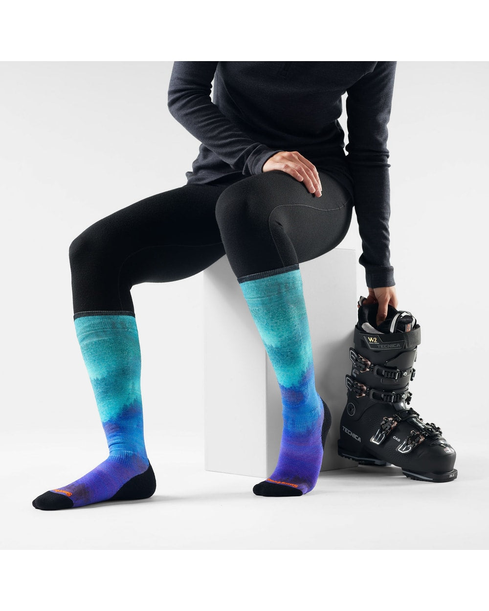 Smartwool Men's Ski Compression Print Over The Calf Socks - Black