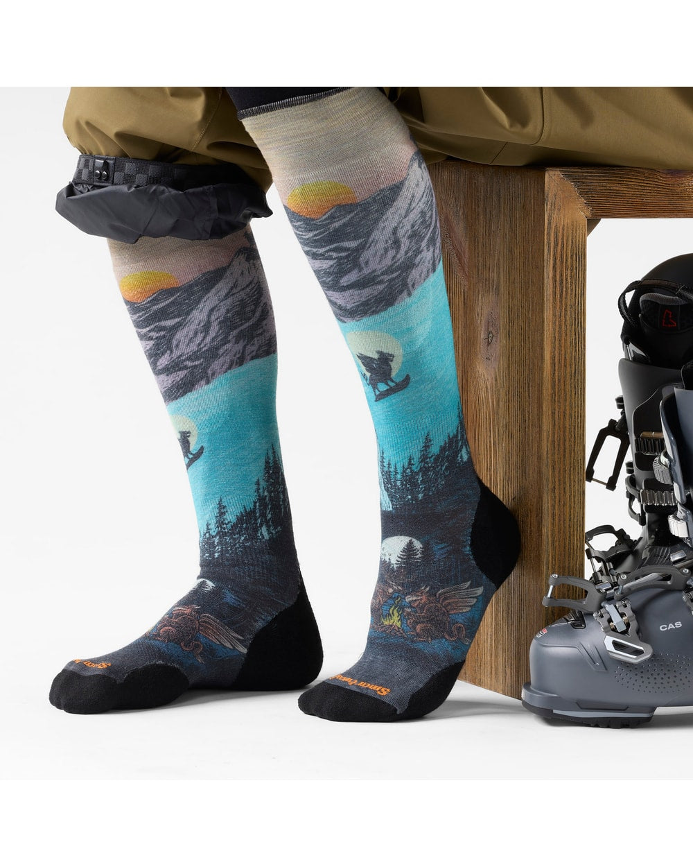 Smartwool Men's Ski Winter Phase Print Over The Calf Socks - Purple Dawn