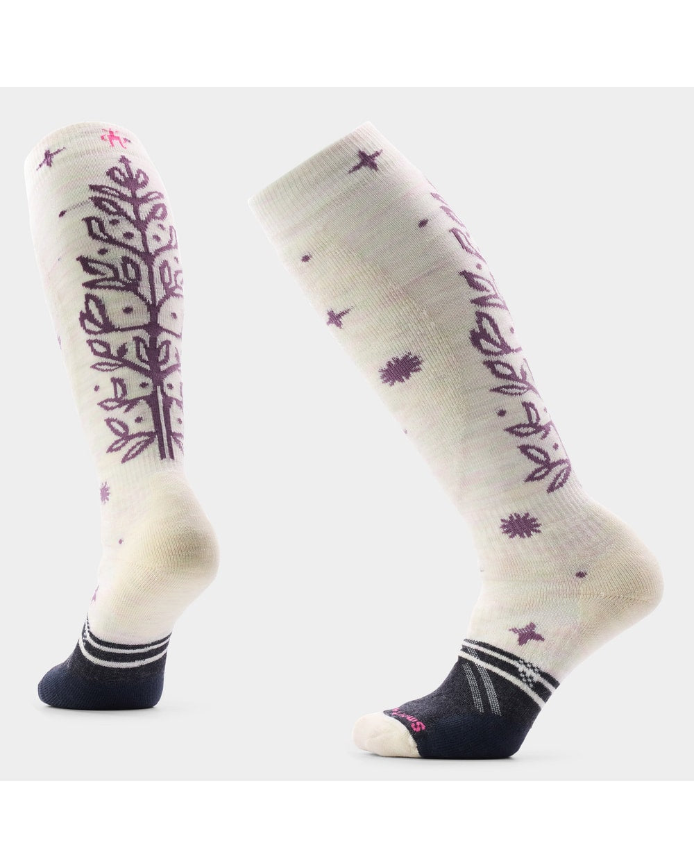 Smartwool Women's Ski Ice Blossom Over The Calf Socks - Moonbeam