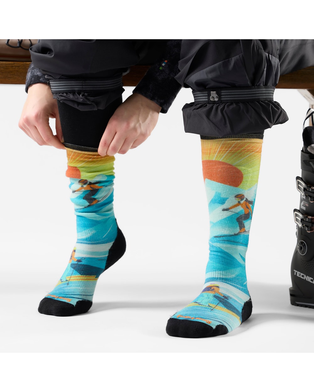 Smartwool Women's Ski Steep Days Print Over The Calf Socks - Serene Blue
