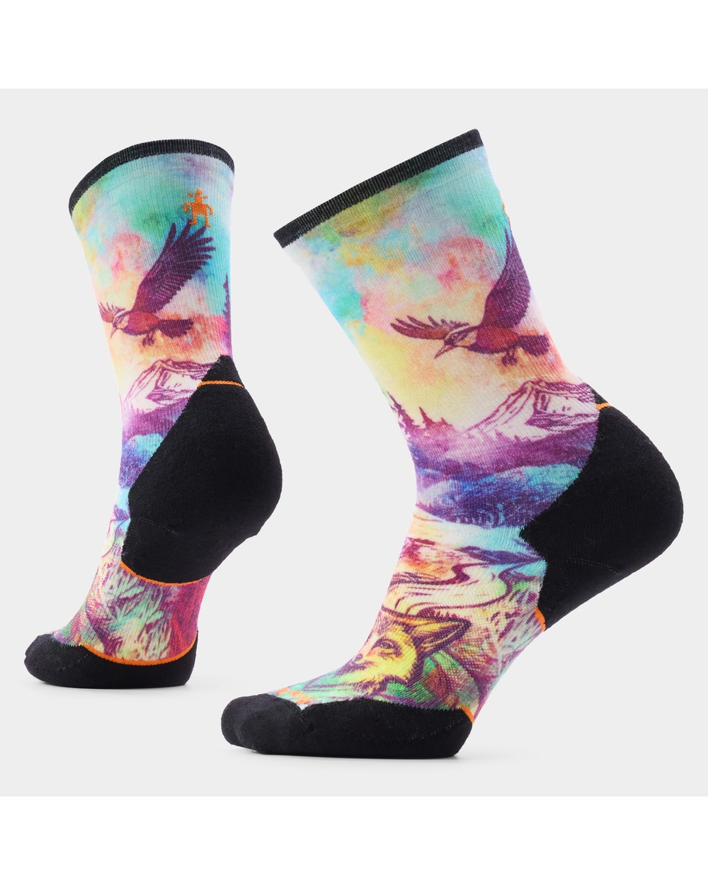 Smartwool Women's Trail Run Serene Peak Print Crew Socks - Dusty Teal