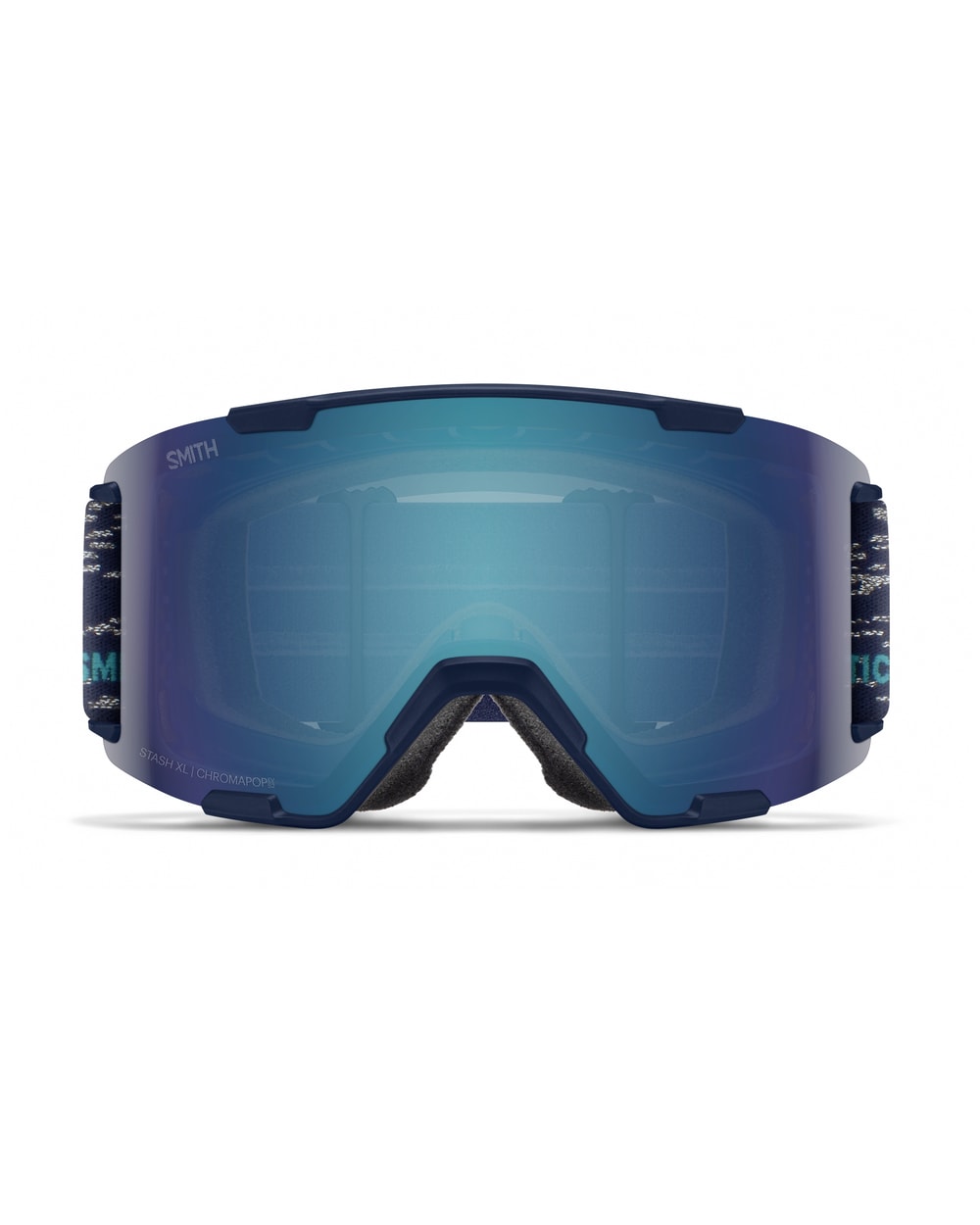 Smith Stash XL Goggles in Midnight Snow with ChromaPop Everyday Blue Mirror lens - front