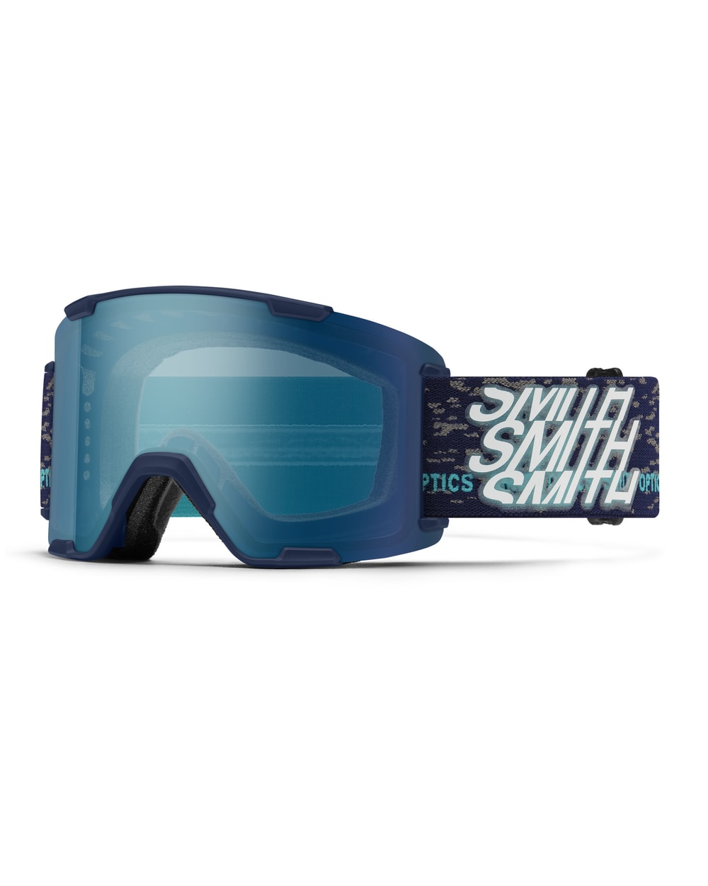 Smith Stash XL Goggles in Midnight Snow with ChromaPop Everyday Blue Mirror lens - three-quarter