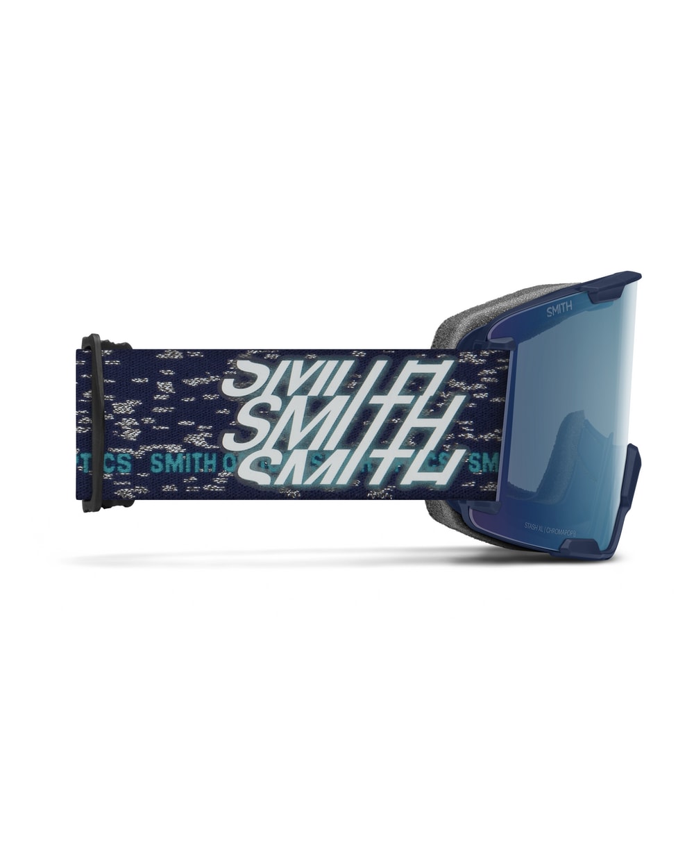 Smith Stash XL Goggles in Midnight Snow with ChromaPop Everyday Blue Mirror lens - side