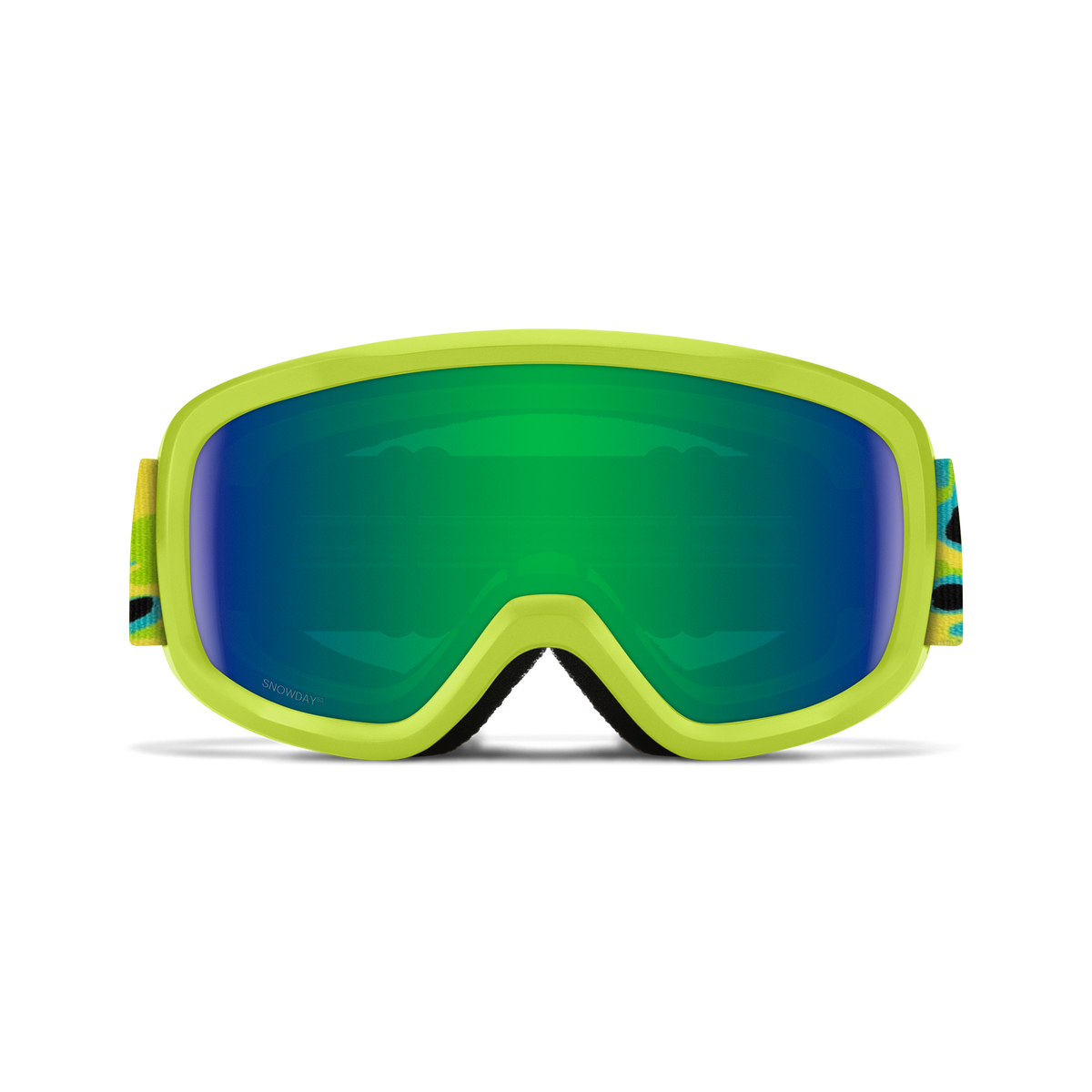 Smith Youth Snowday Goggles - Electric Lime Slime / Green Sol-X Mirror, front view