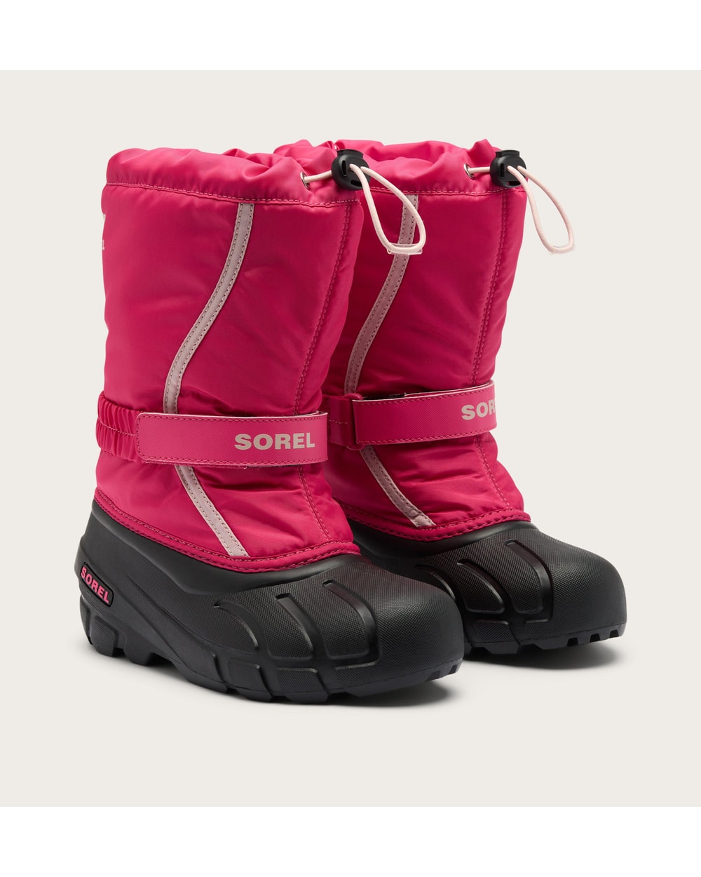 Sorel Little Kids Flurry Winter Boot in Ultra Pink/Pink Salt - pair three-quarter