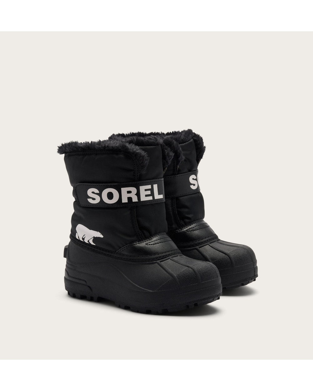 Sorel Toddler Snow Commander Boot in Black/Sea Salt - pair three-quarter