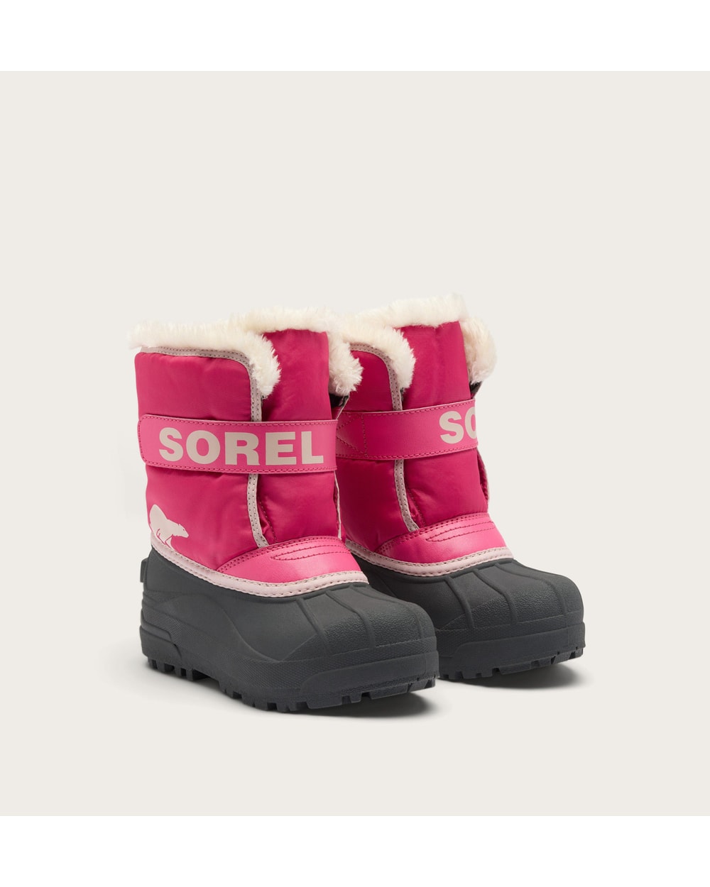 Sorel Toddler Snow Commander Boot in Ultra Pink/Pink Salt - pair three-quarter