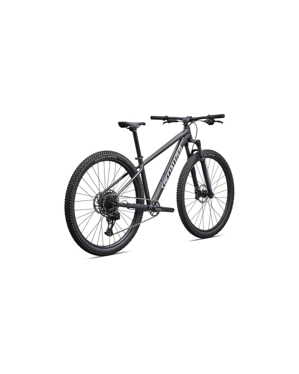 Specialized Rockhopper Expert 29 - 2027 - GLOSS CHARCOAL TINT ALUMINUM, rear three-quarter view