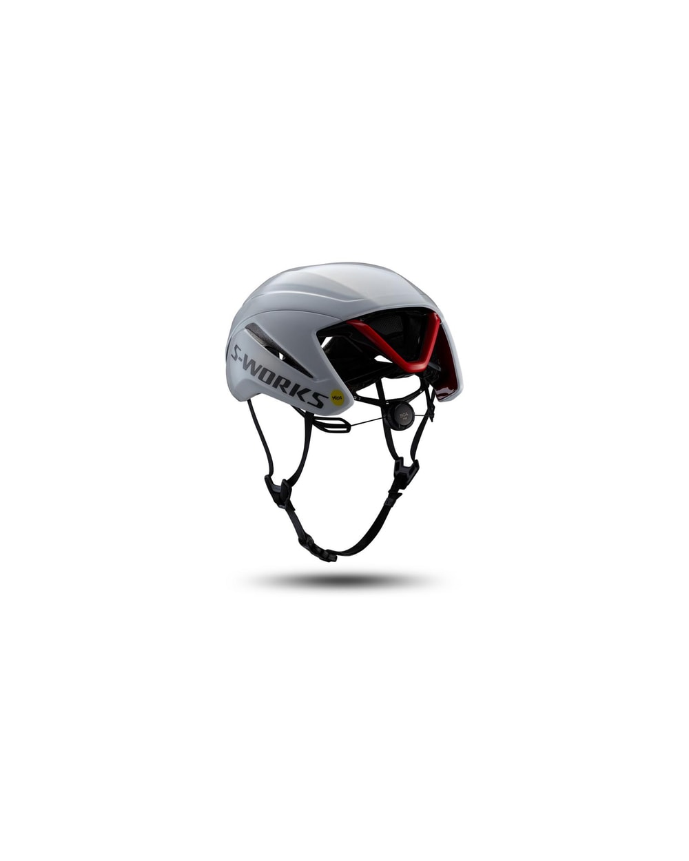 Specialized S-Works Evade 4 Helmet - WHITE/RED, rear three-quarter view