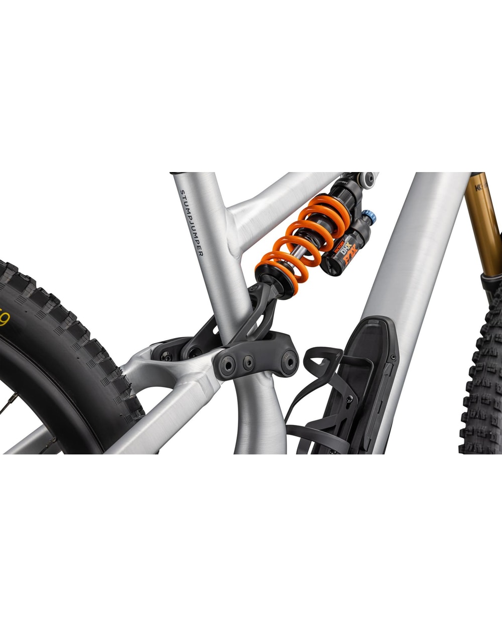 Specialized Stumpjumper 15 Alloy FOX Coil - 2025 - SATIN BRUSHED ALUMINUM/CAST BLUE, linkage detail