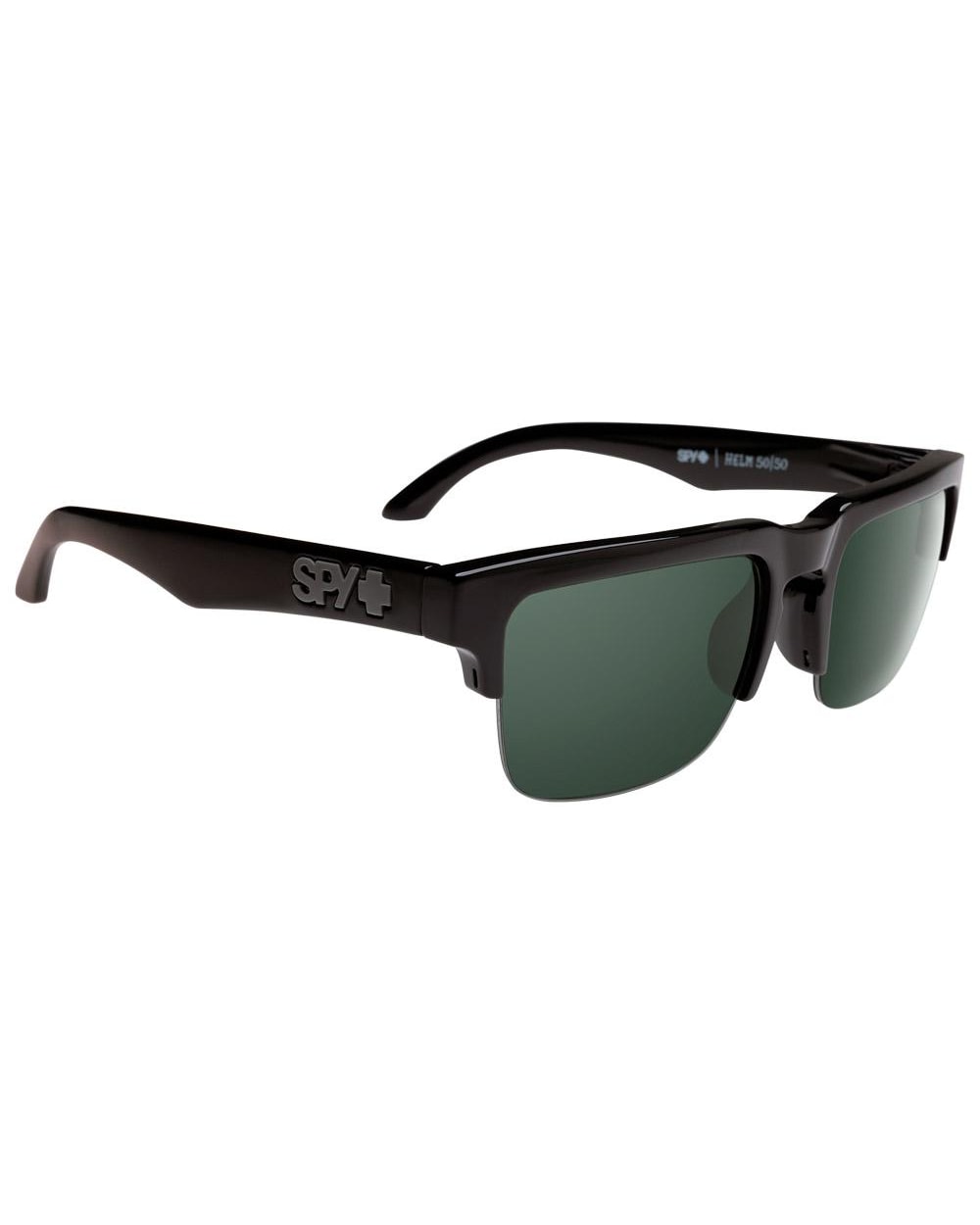Spy Helm 50/50 Sunglasses, Black Happy/Grey Green, side profile view