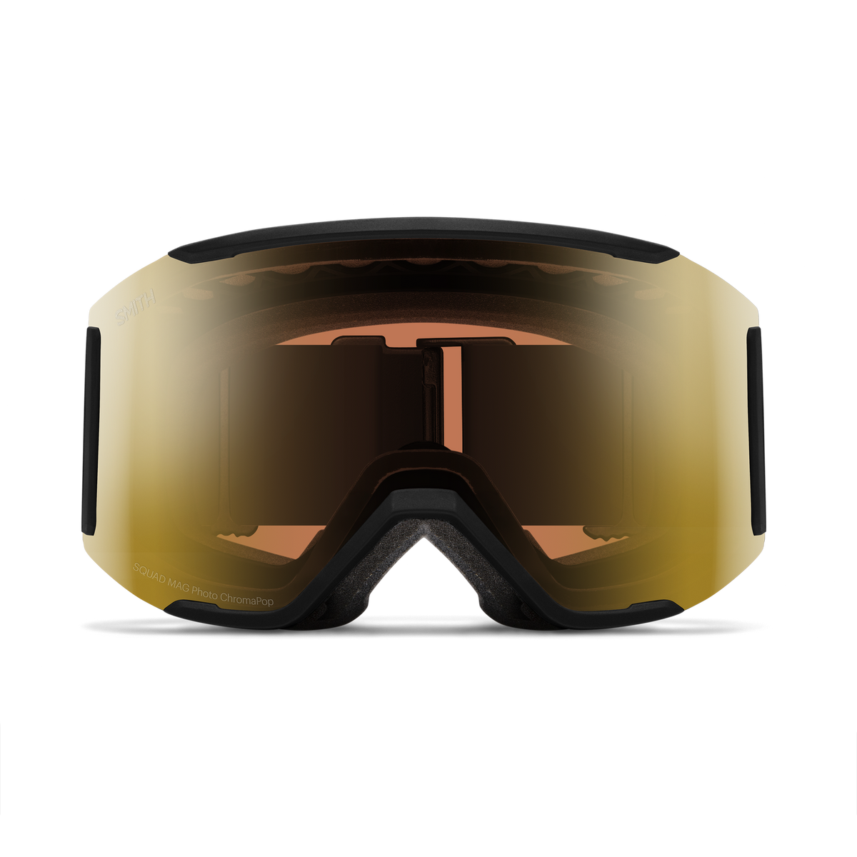 Smith Squad MAG Goggles - Black / ChromaPop Pro Photochromic Gold Mirror, front view