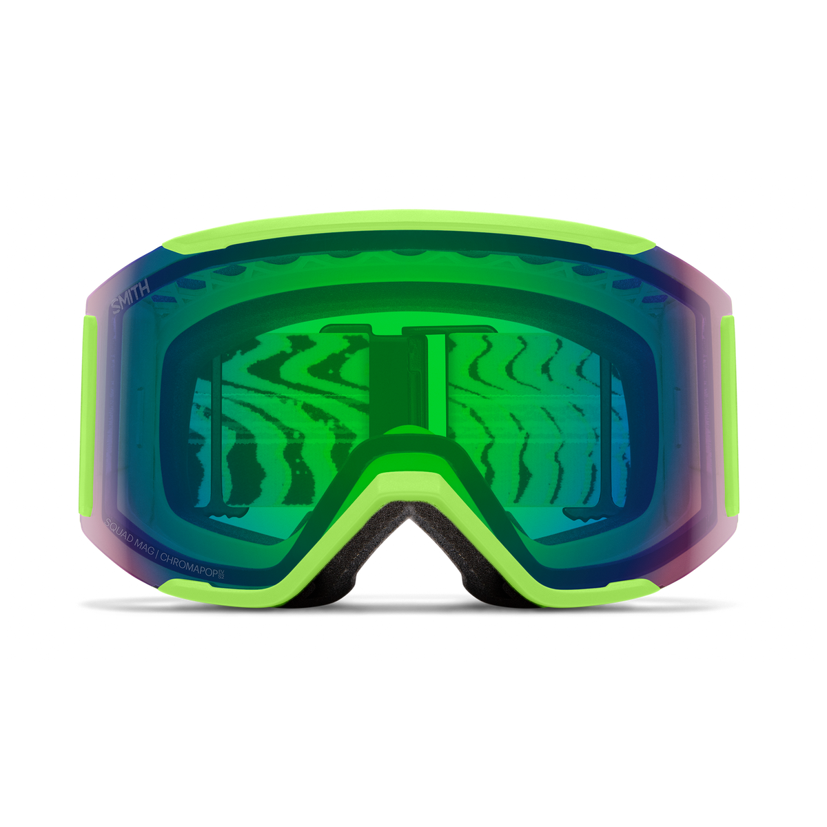 Smith Squad MAG Goggles - Slime Static Shag / ChromaPop Everyday Green Mirror, front view