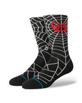 Stance Webby Crew Socks - Black spiderweb design, front view