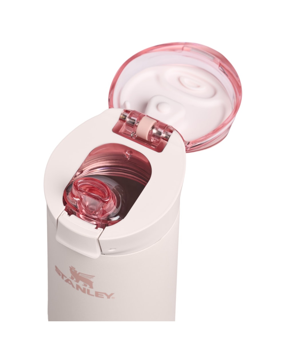 Stanley The Flowstate Spring Bottle 20oz - Rose Quartz, open lid detail