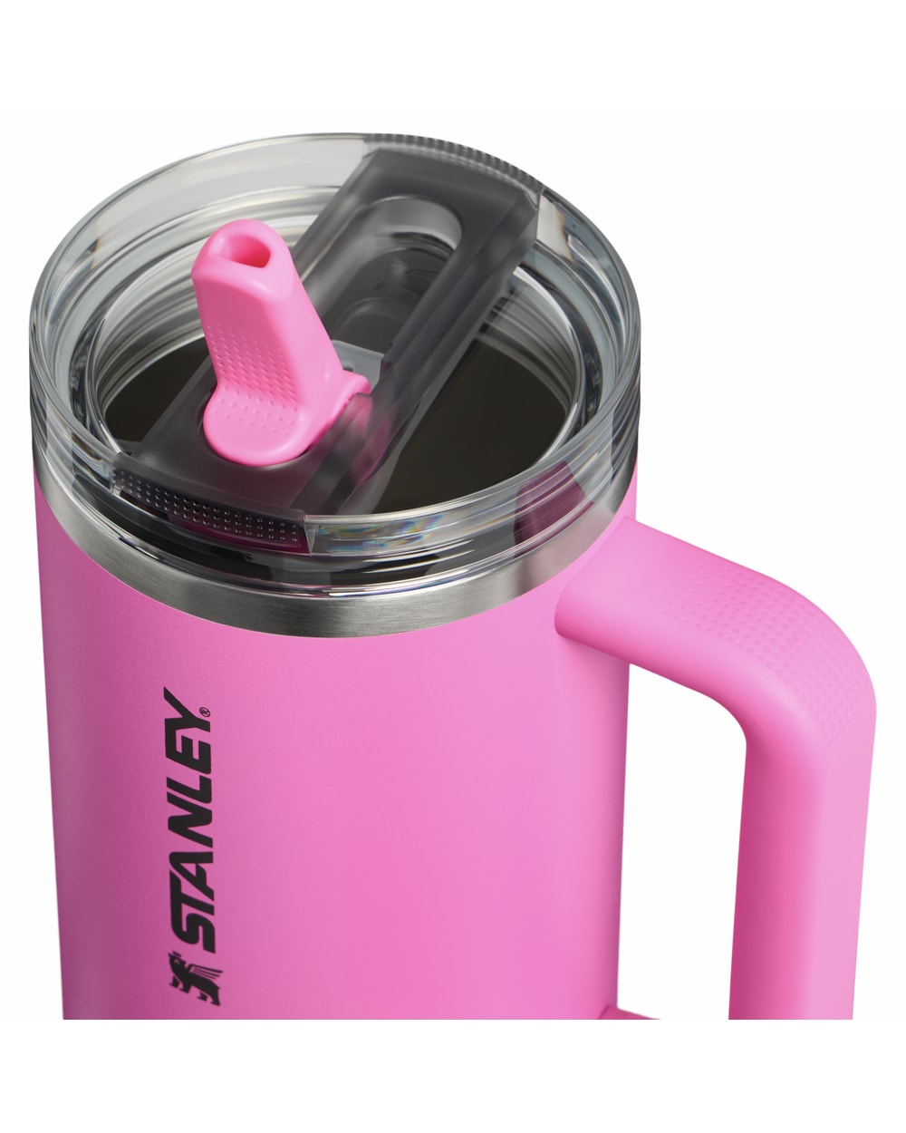 Stanley Quencher ProTour Flip Straw Tumbler 40oz Hot Pink lid detail