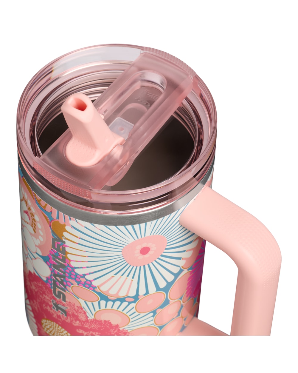 Stanley Quencher ProTour Flip Straw Tumbler 40oz Sorbet Wildflower lid detail