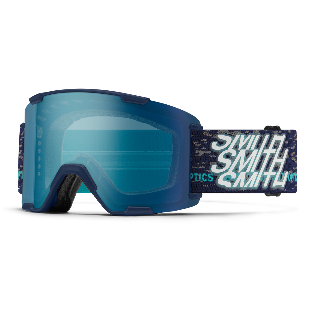 Smith Stash XL Goggles in Midnight Snow with ChromaPop Everyday Blue Mirror lens - three-quarter