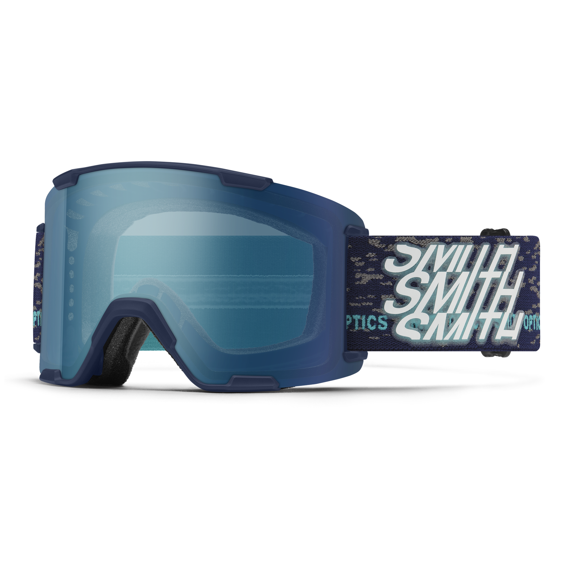 Smith Stash XL Goggles in Midnight Snow with ChromaPop Everyday Blue Mirror lens - three-quarter