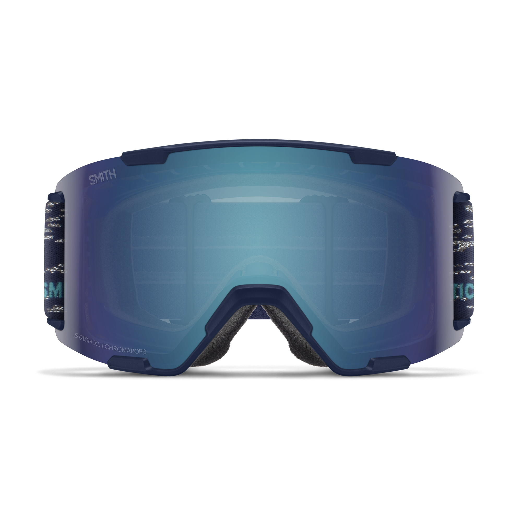 Smith Stash XL Goggles in Midnight Snow with ChromaPop Everyday Blue Mirror lens - front