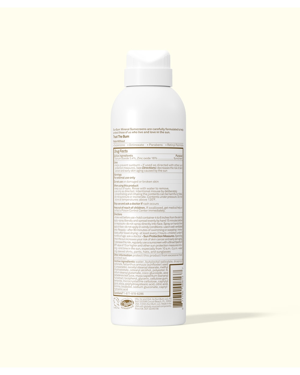 Sun Bum Mineral SPF 50 Sunscreen Spray, back
