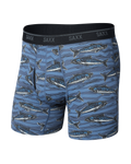 Saxx Quest Quick-Dry Mesh Boxer Brief - Holy Mackrel-Washed Indigo, front flat