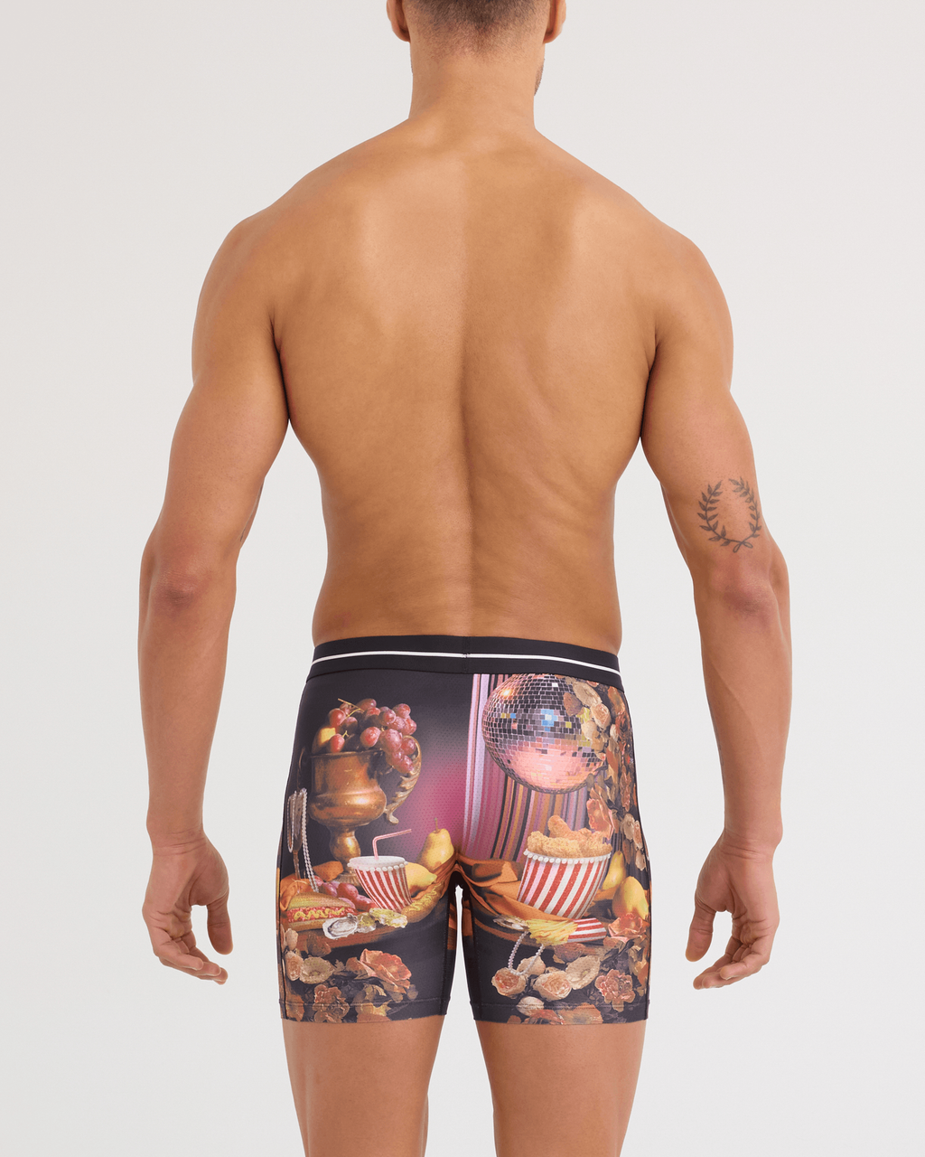 Saxx Volt Breathable Mesh Boxer Brief - Disco Fries-Maroon, on model back