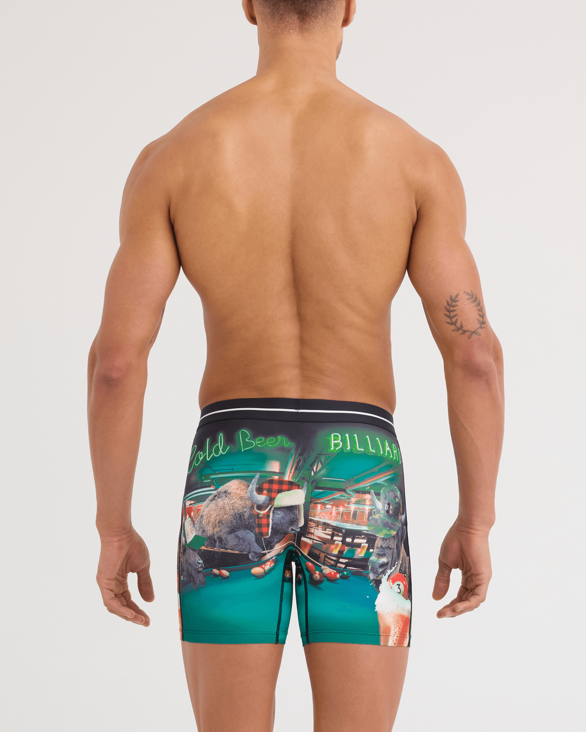 Saxx Volt Breathable Mesh Boxer Brief - TGI Guyday Green, on model back