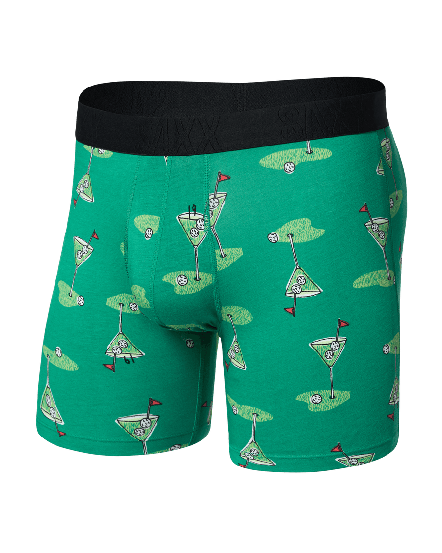 Saxx DropTemp Cooling Cotton Boxer Brief - Golf Martini-Lush Meadow