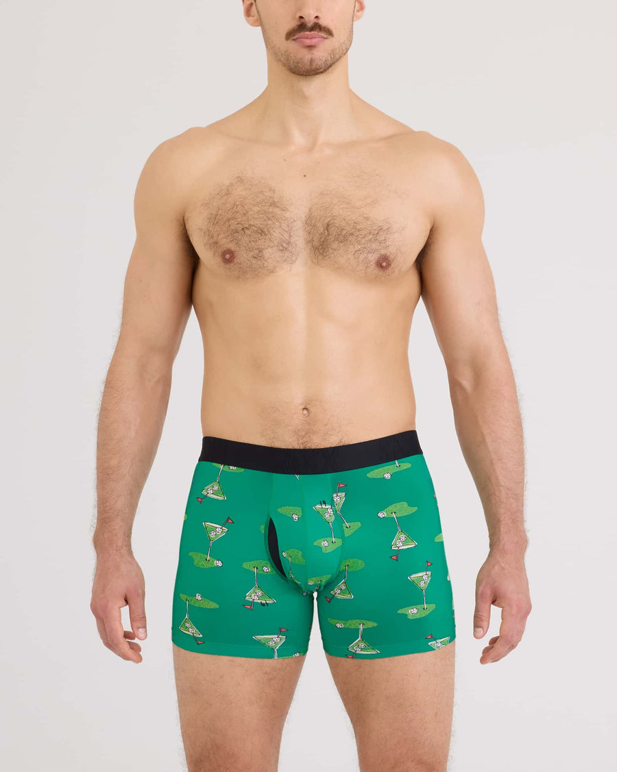 Saxx DropTemp Cooling Cotton Boxer Brief - Golf Martini-Lush Meadow