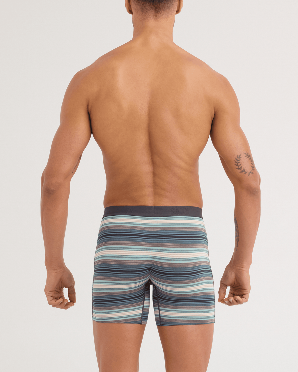 Saxx Vibe Xtra Boxer Brief Fly - Baja Stripe, on model back