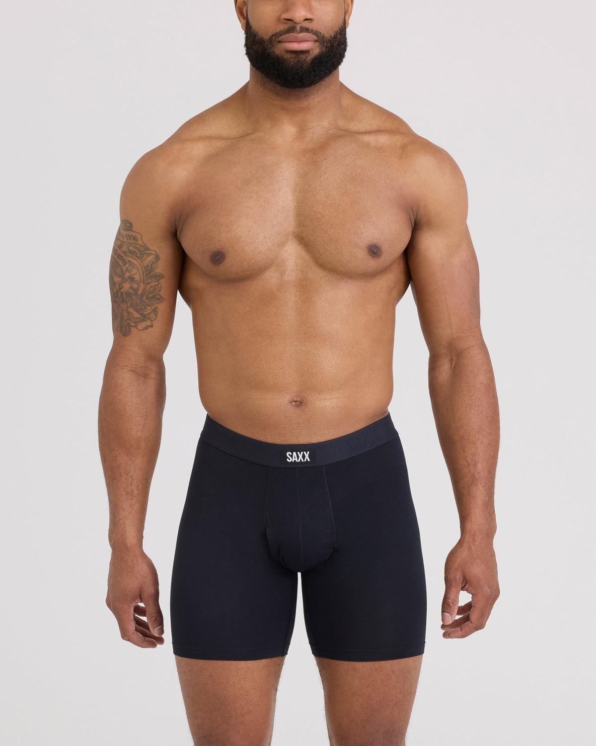 Saxx Vibe Xtra Boxer Brief Fly - Black, on model front