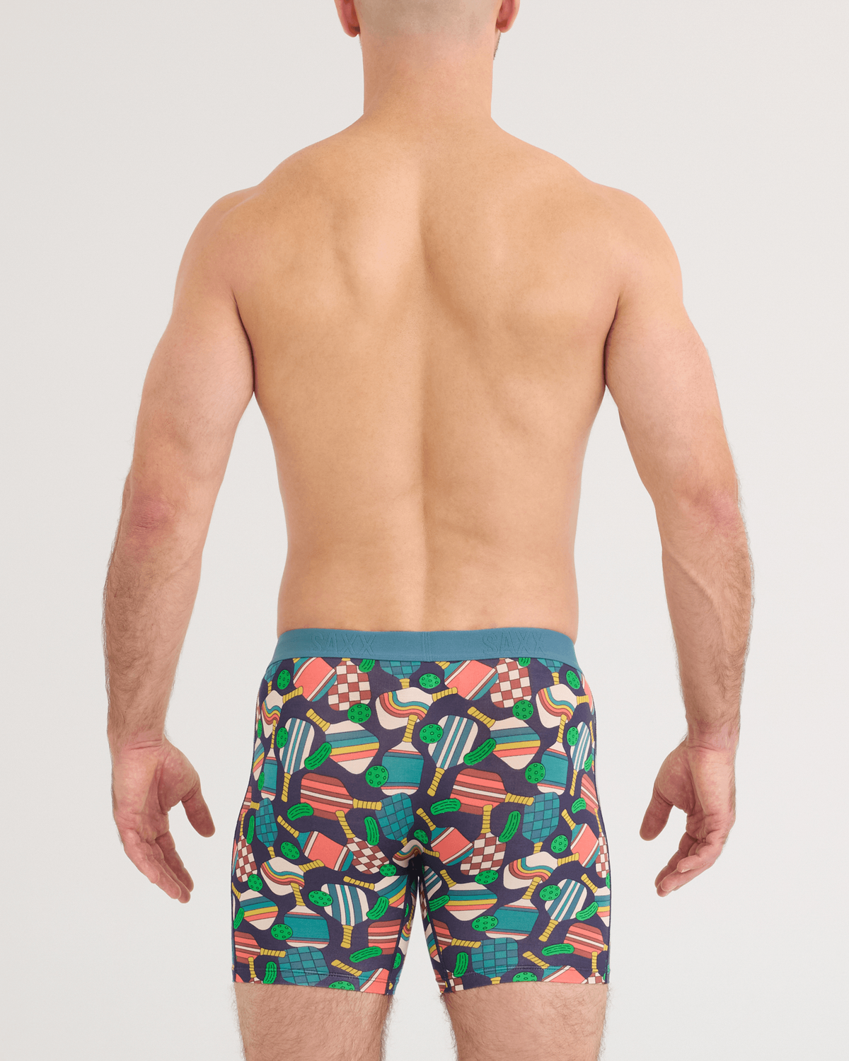 Saxx Vibe Xtra Boxer Brief Fly - Dillball Seascape, on model back