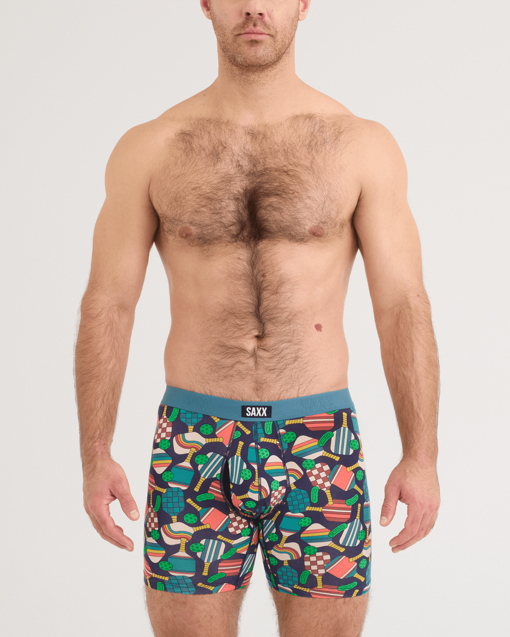 Saxx Vibe Xtra Boxer Brief Fly - Dillball Seascape, on model front