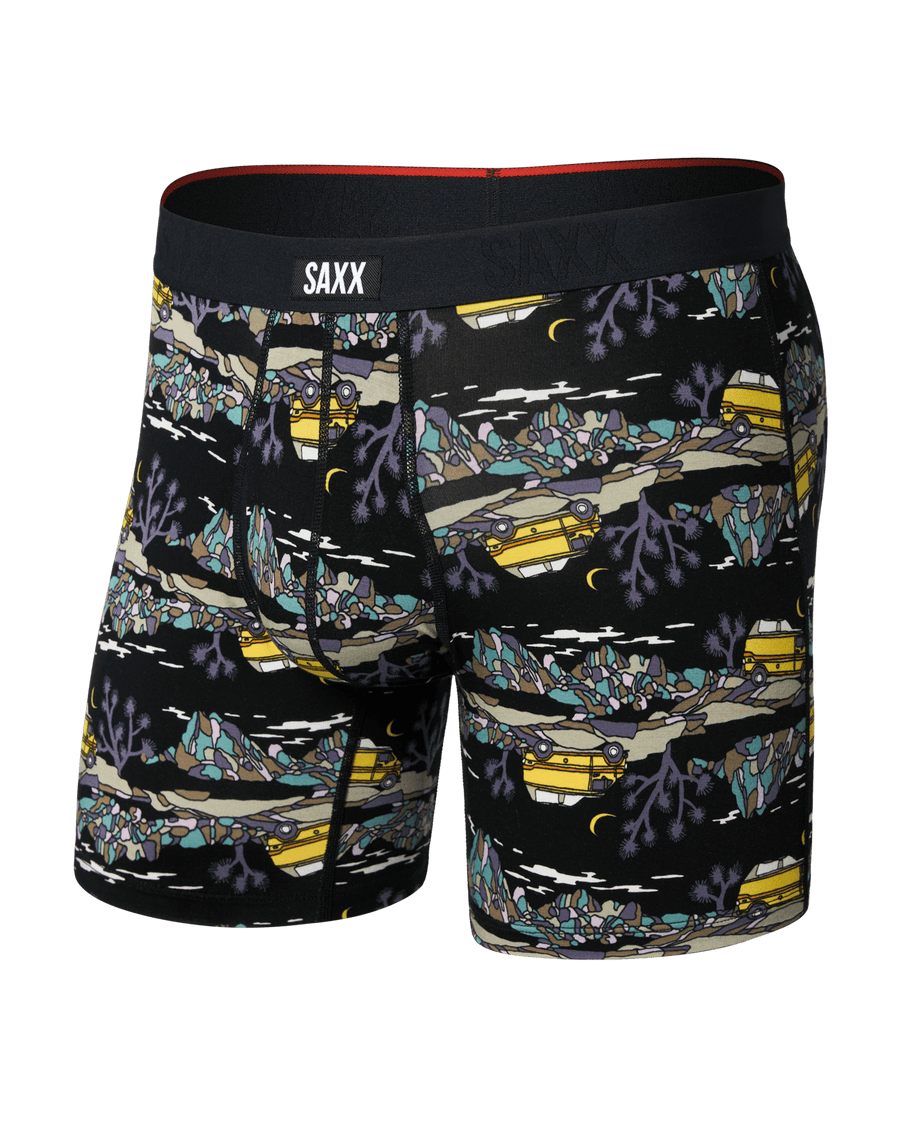 Saxx Vibe Xtra Soft Comfort Boxer Brief - Escape to Joshua-Black