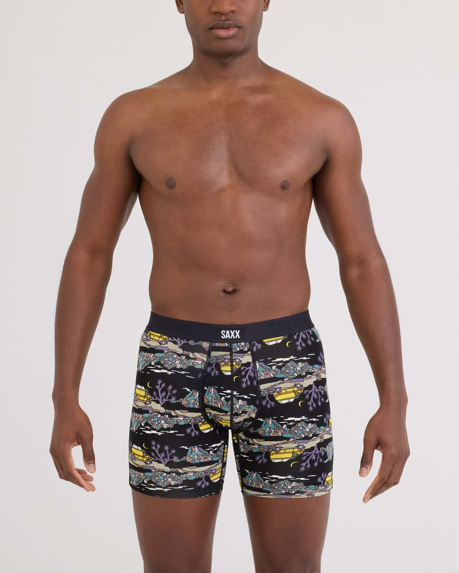 Saxx Vibe Xtra Soft Comfort Boxer Brief - Escape to Joshua-Black