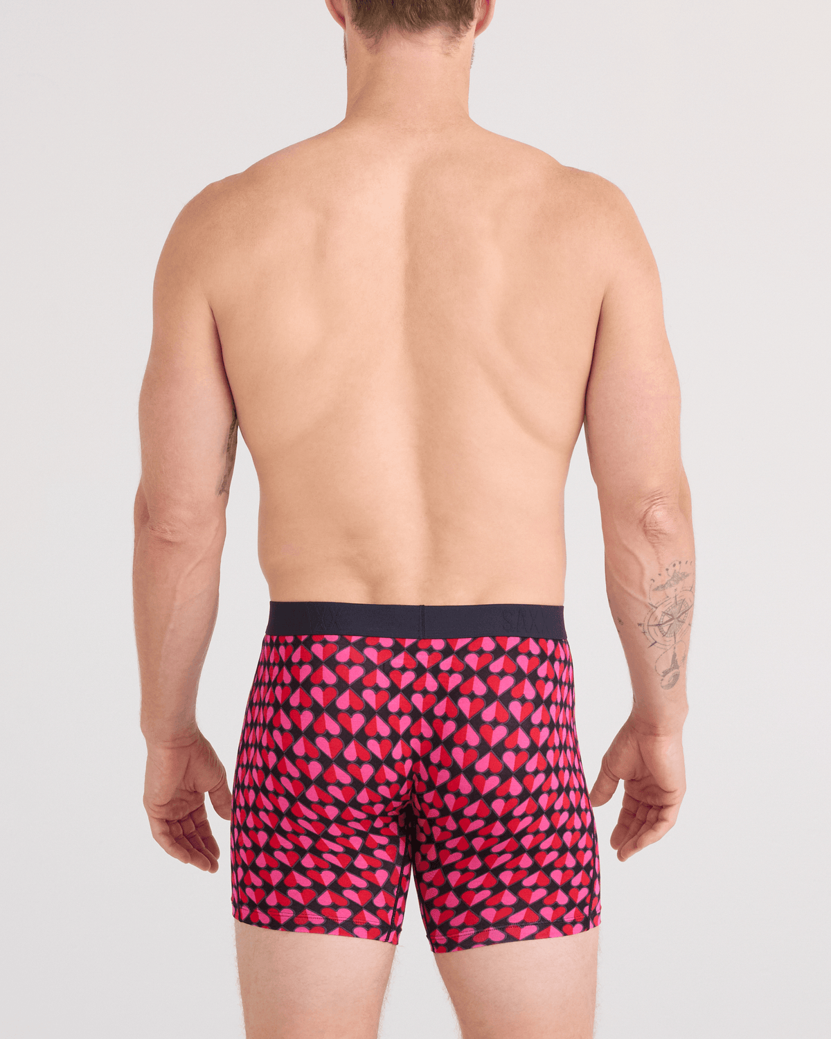 Saxx Vibe Xtra Soft Comfort Boxer Brief Fly - Love Check Baby Black - back