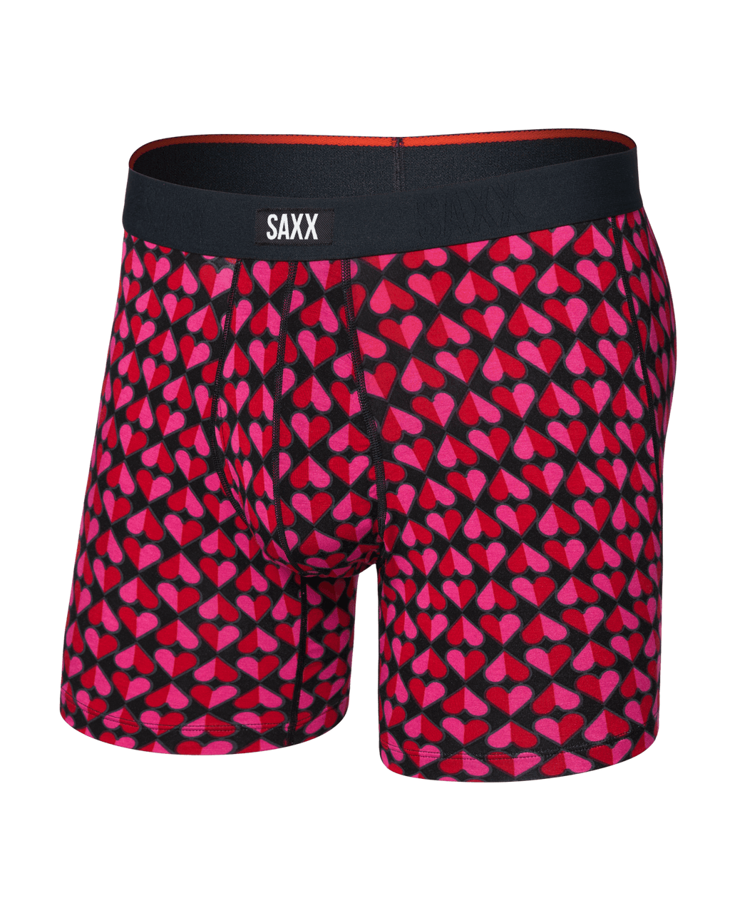 Saxx Vibe Xtra Soft Comfort Boxer Brief Fly - Love Check Baby Black - front
