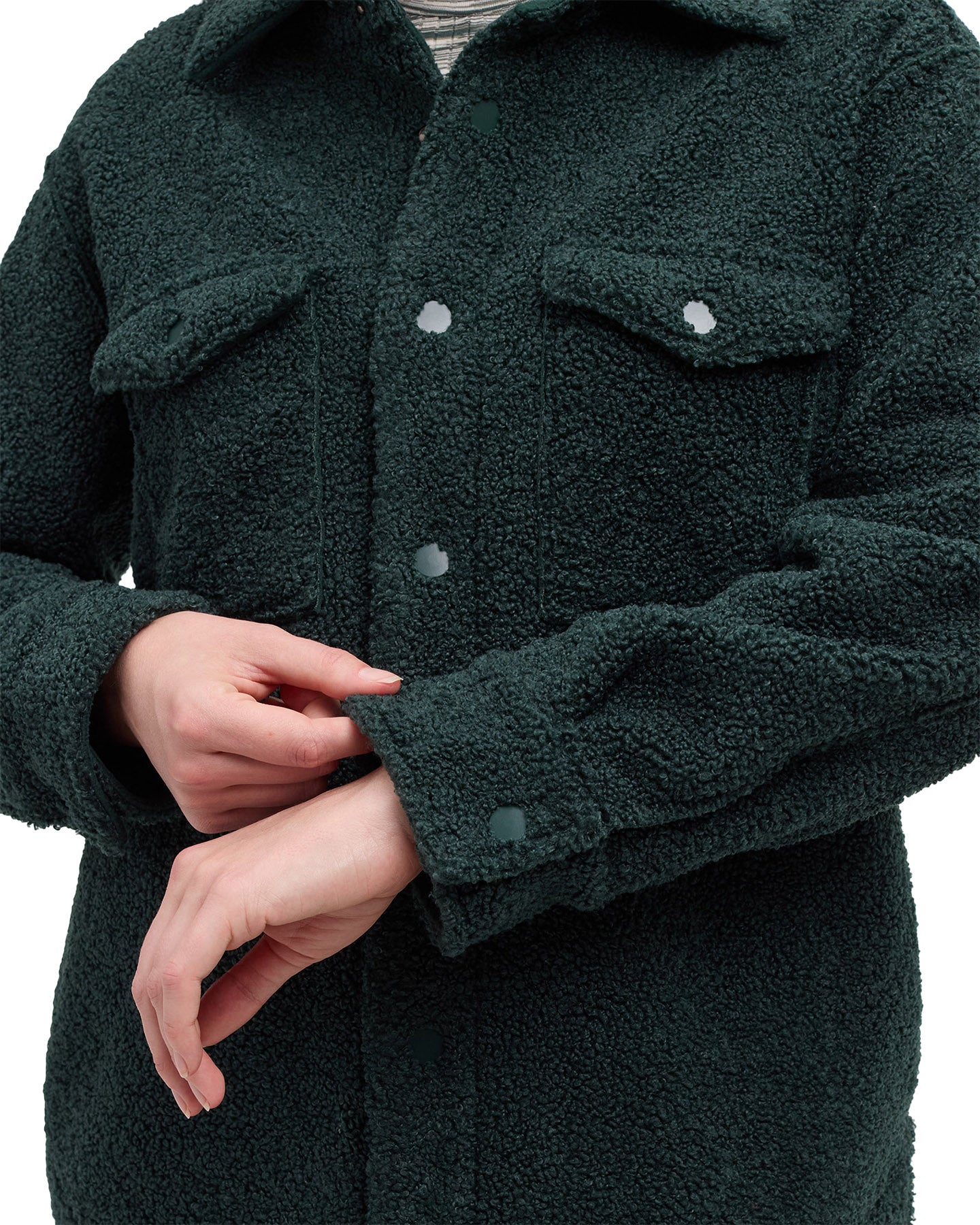 Tentree Women's Sunday Jacket - Dark Forest Green - front detail
