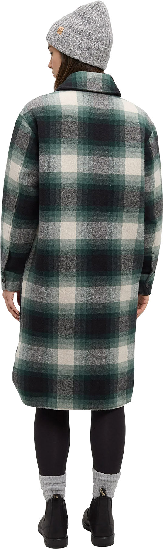 Tentree Women's Livingston Jacket - Dark Forest Green Upland Plaid - back