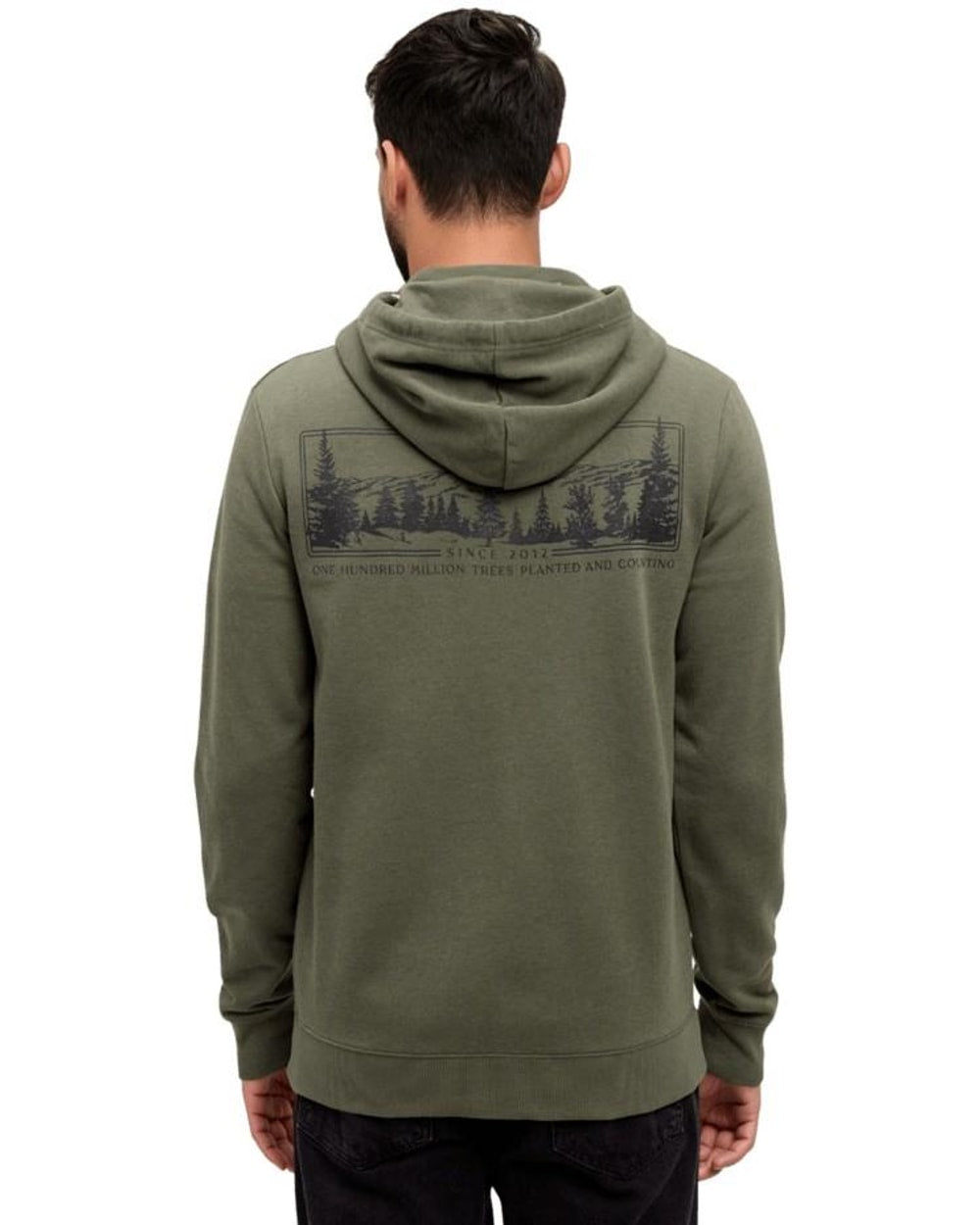 Tentree Heritage Land Full Zip Hoodie - Deep Olive/White Oak - back