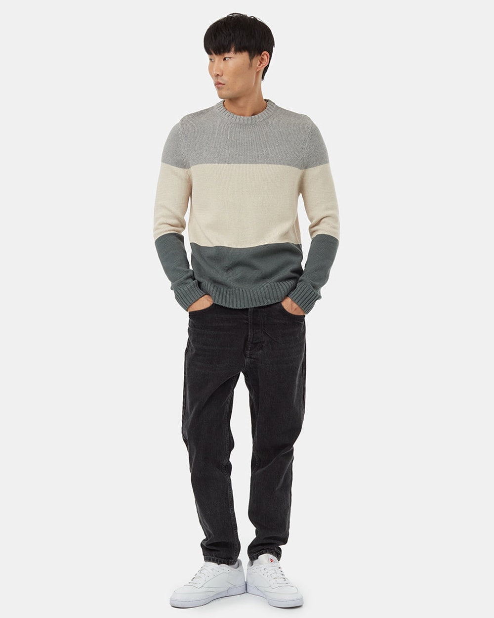 Tentree Highline Block Sweater - Grey - front