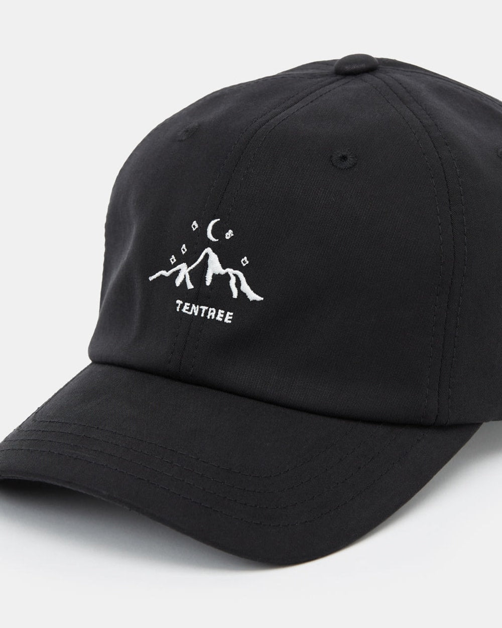 Tentree Mountain Peak Hat, Black, detail close-up