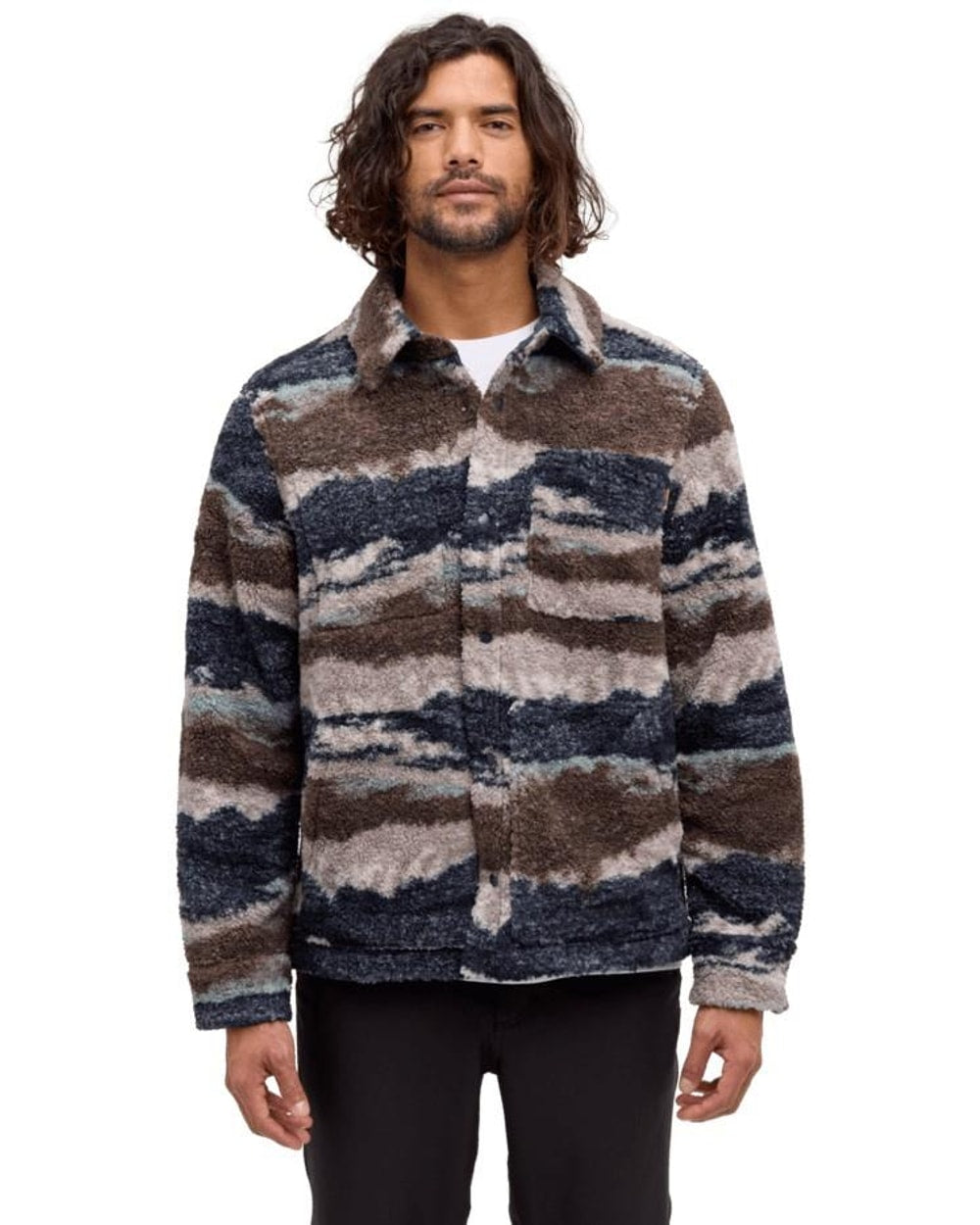 Tentree Otto Reversible Jacket - Midnight Blue/Reflective Peaks - front