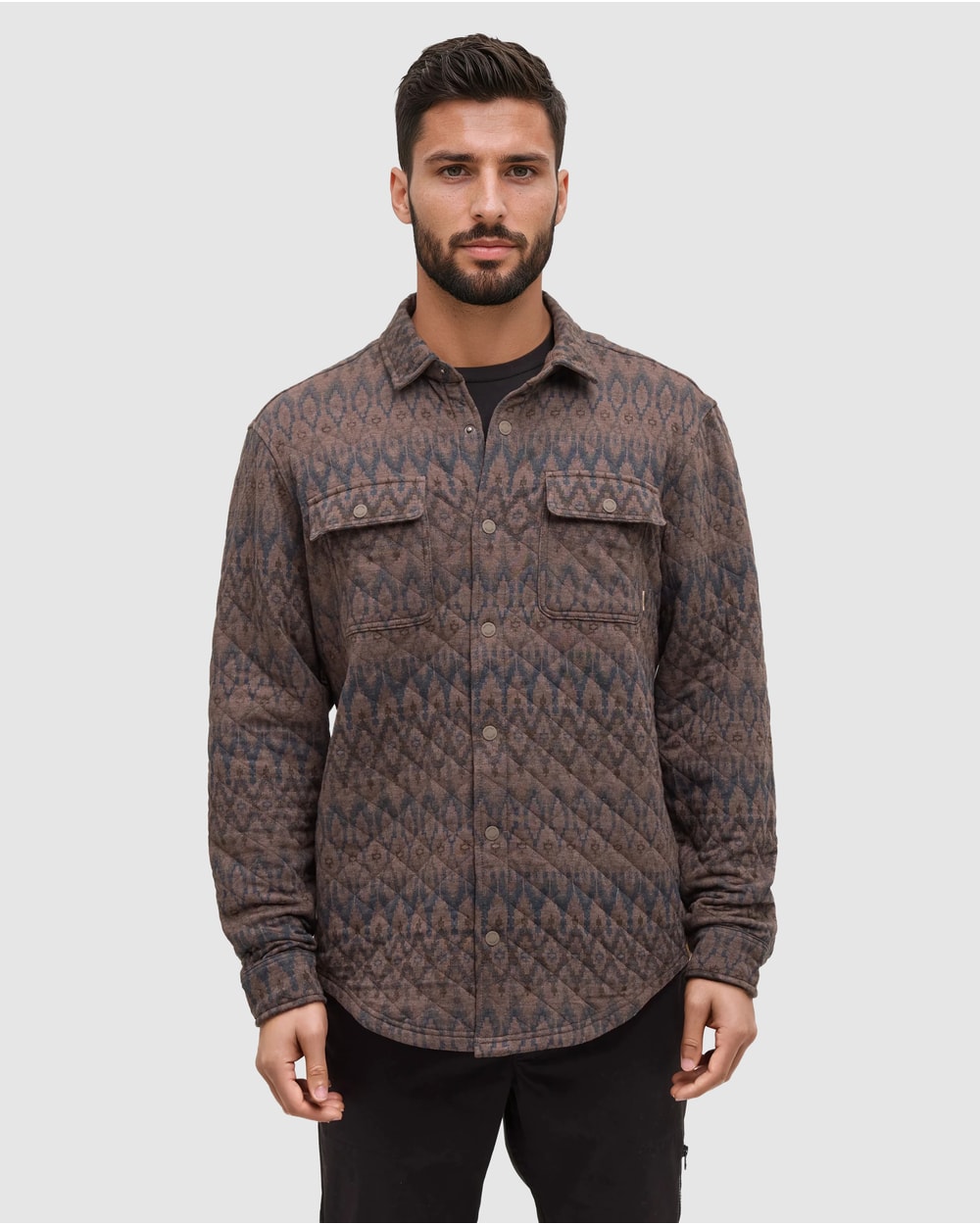 Tentree Quilted Colville Overshirt - ASHWOOD HEATHER PLATEAU PRINT