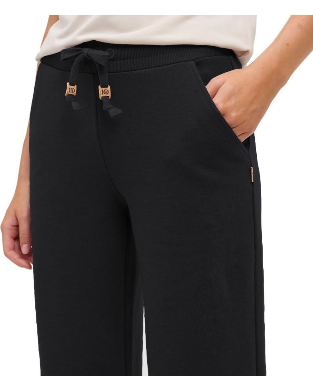 Tentree Women's Bamone Wide Leg Sweatpant - Meteorite Black - detail